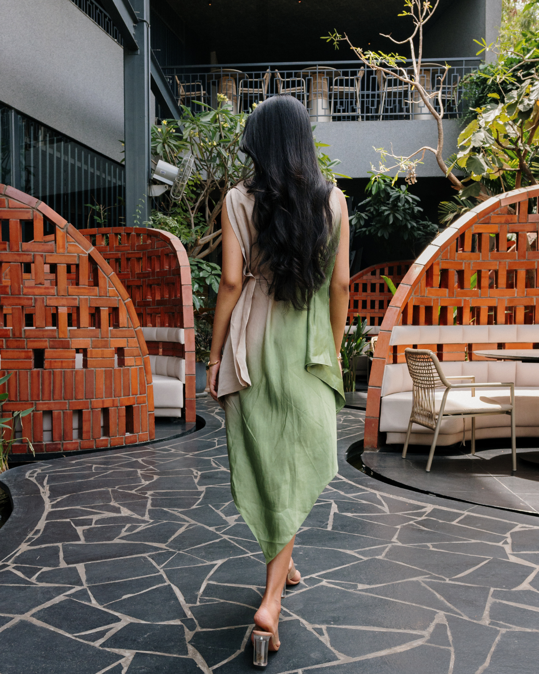 Olive Sand - tie up dress