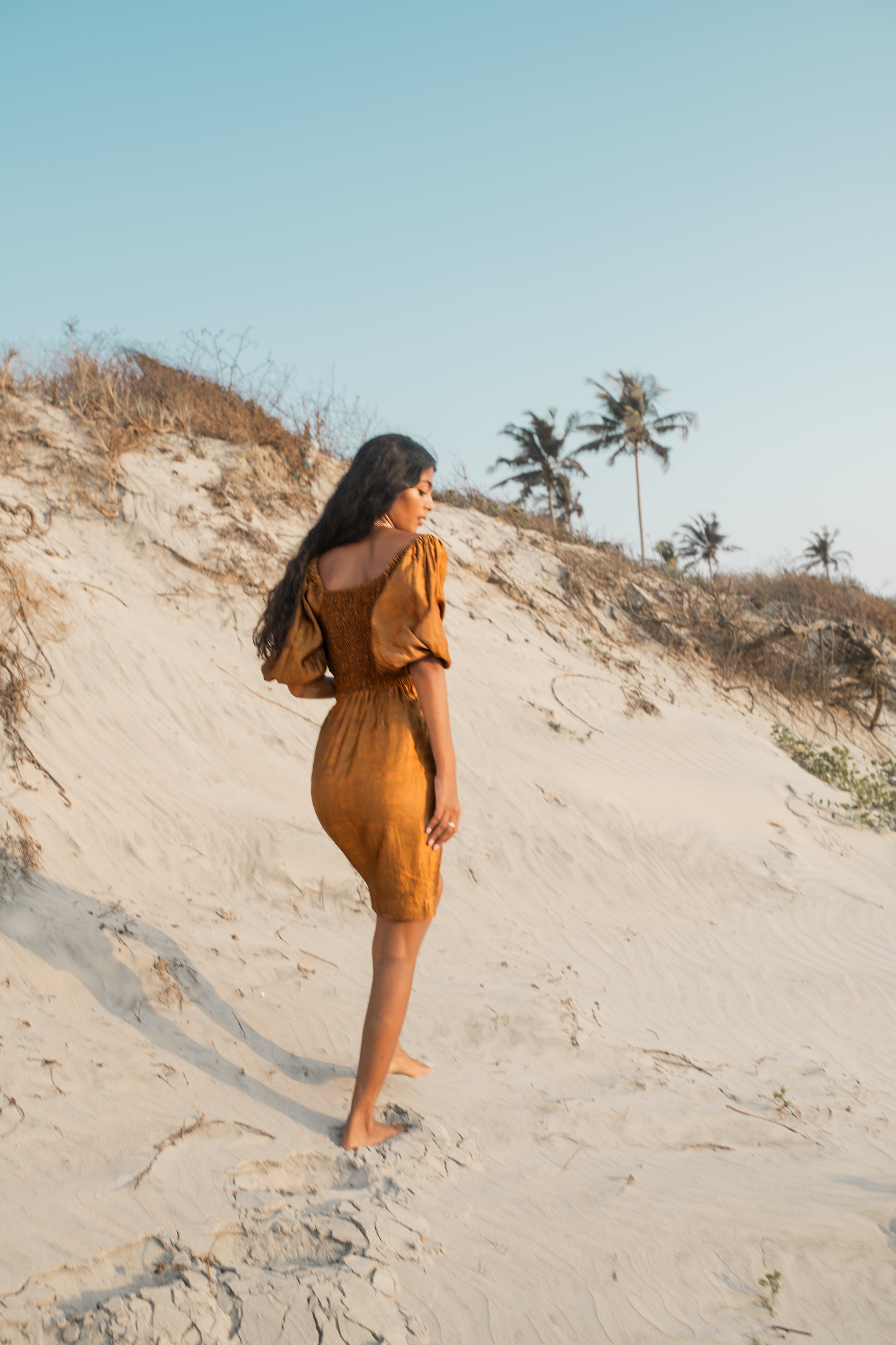 Amara - Self Print Dress with Balloon Sleeves