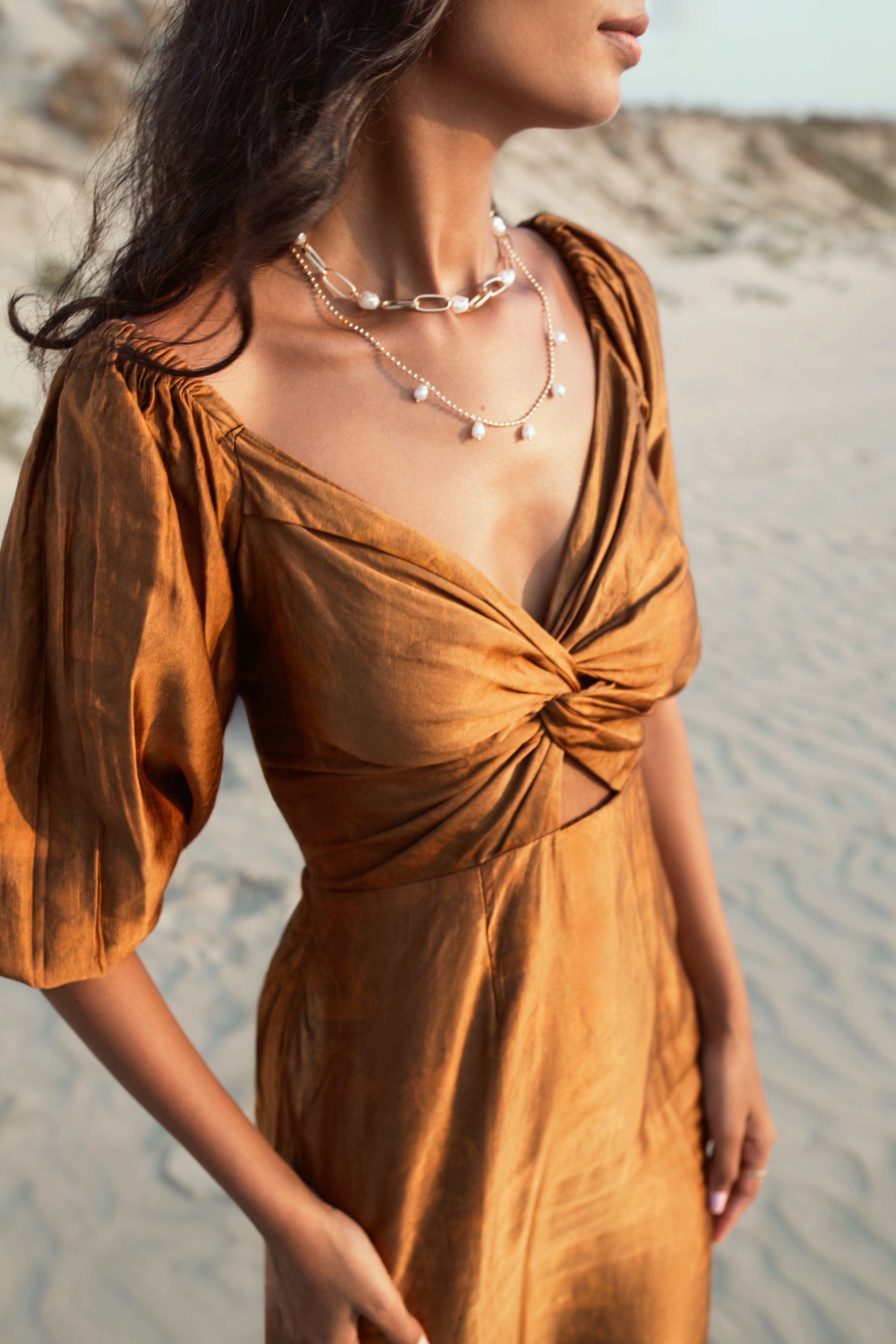 Amara - Self Print Dress with Balloon Sleeves