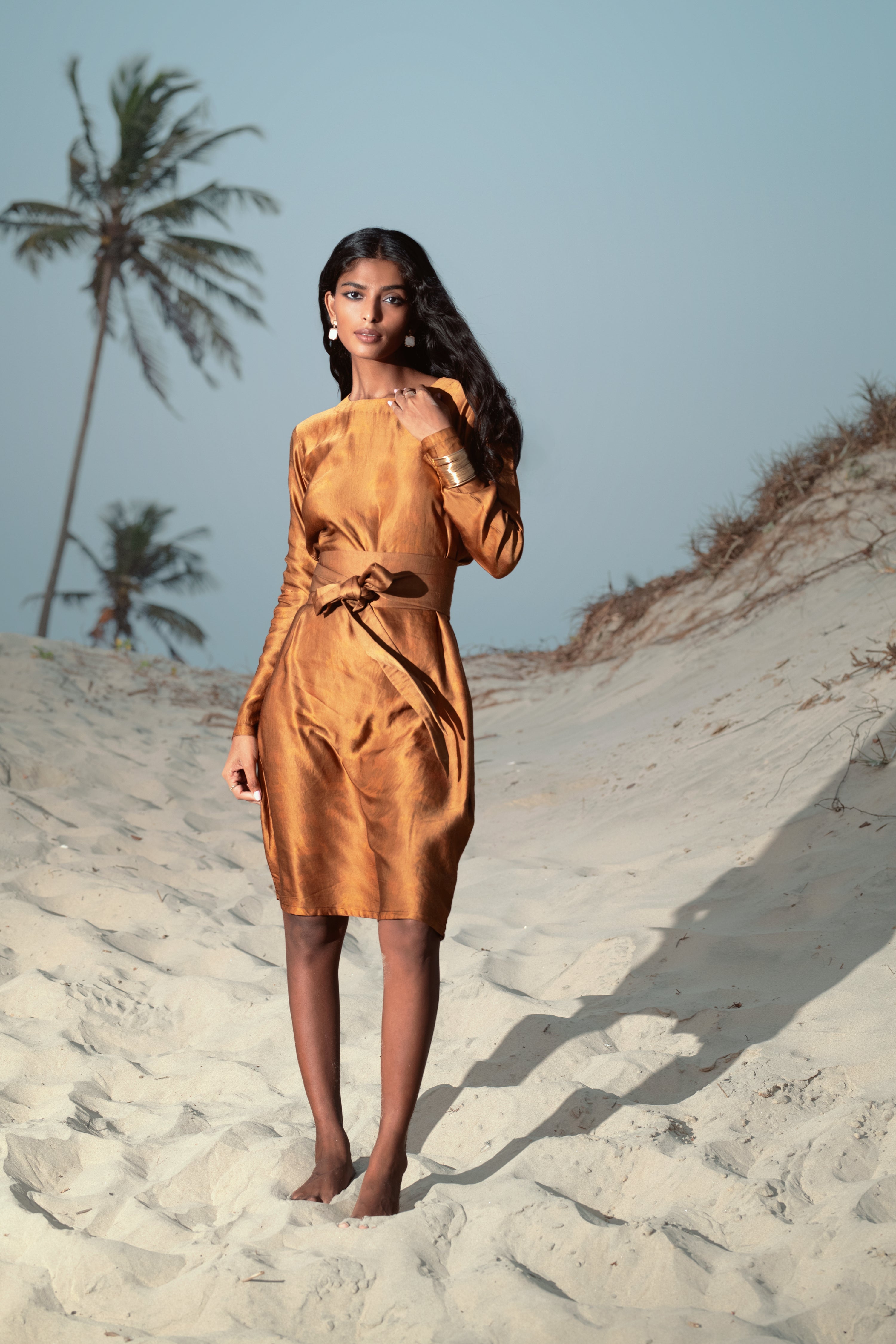 Azura - Self Print Dress with a tie up.