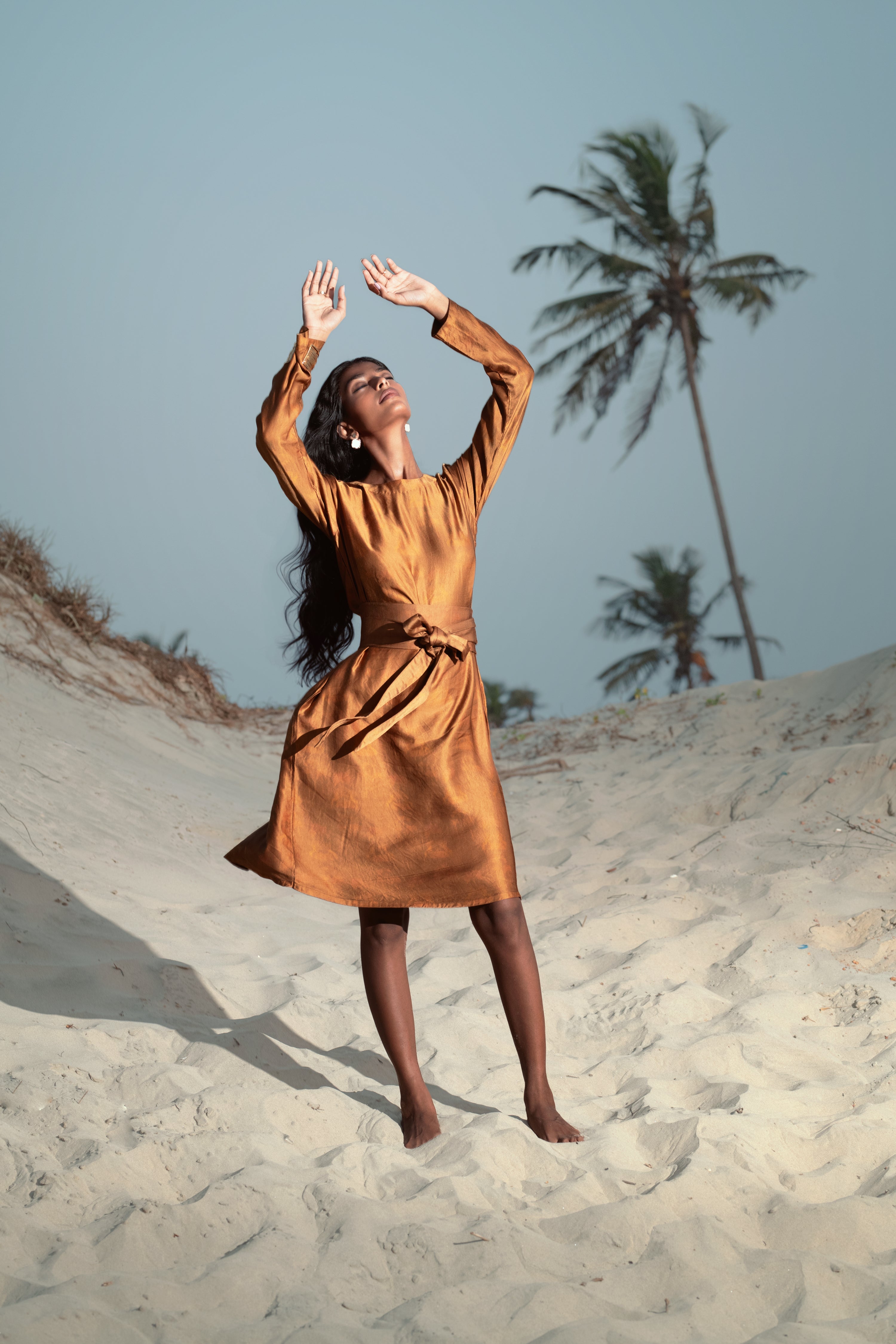 Azura - Self Print Dress with a tie up.