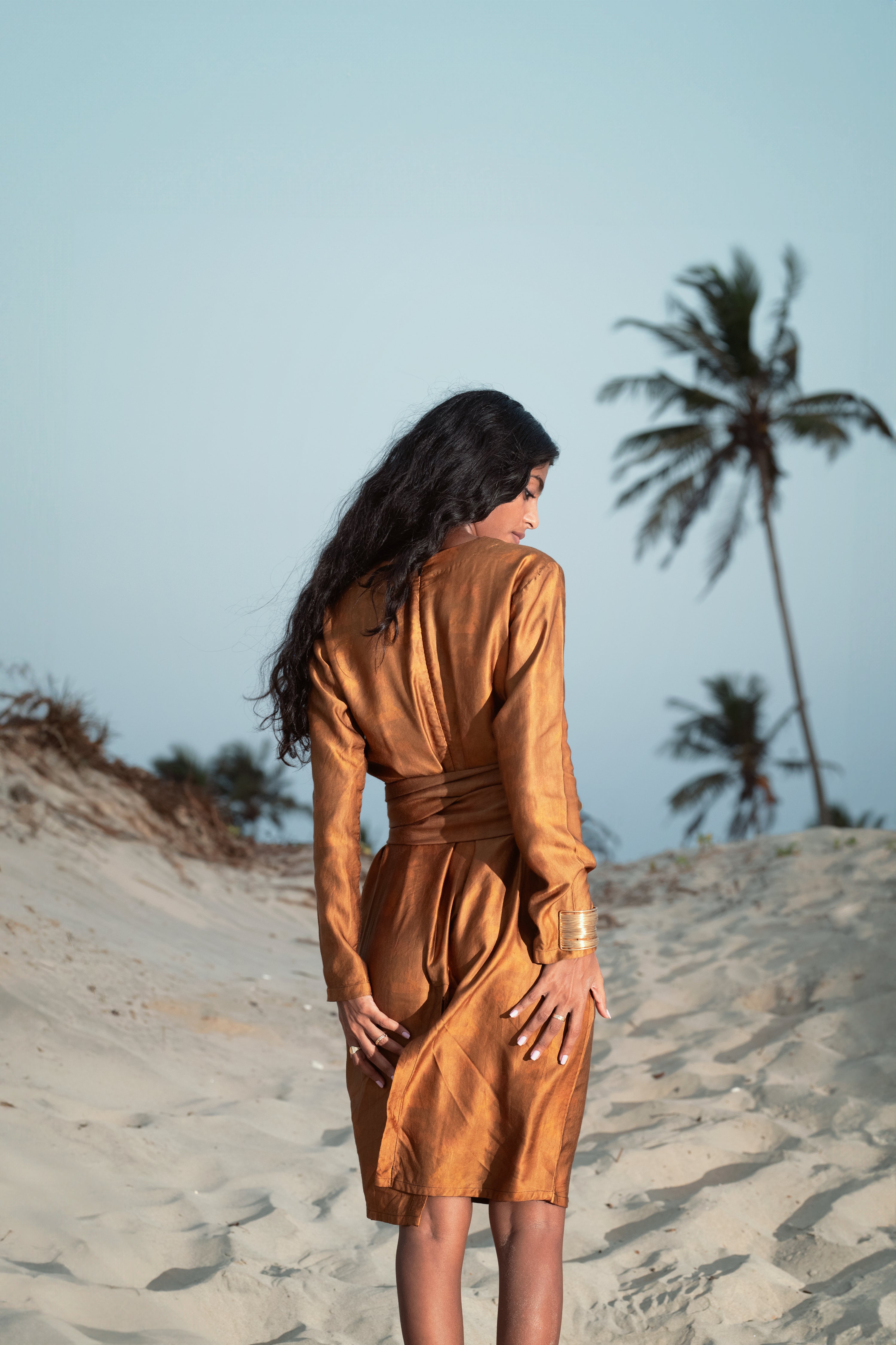 Azura - Self Print Dress with a tie up.