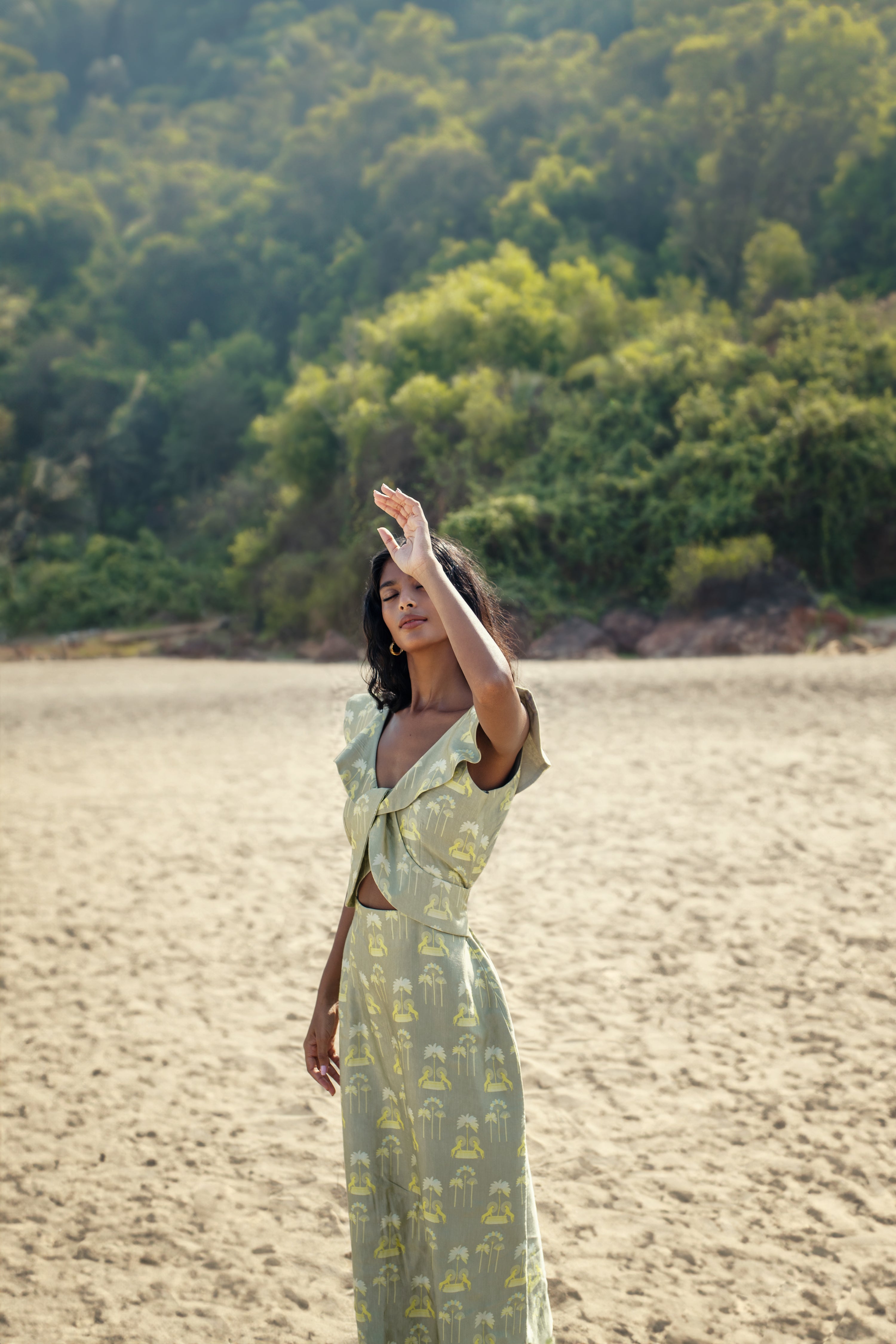 Lush - Tropical Print Dress with Twist Detailing