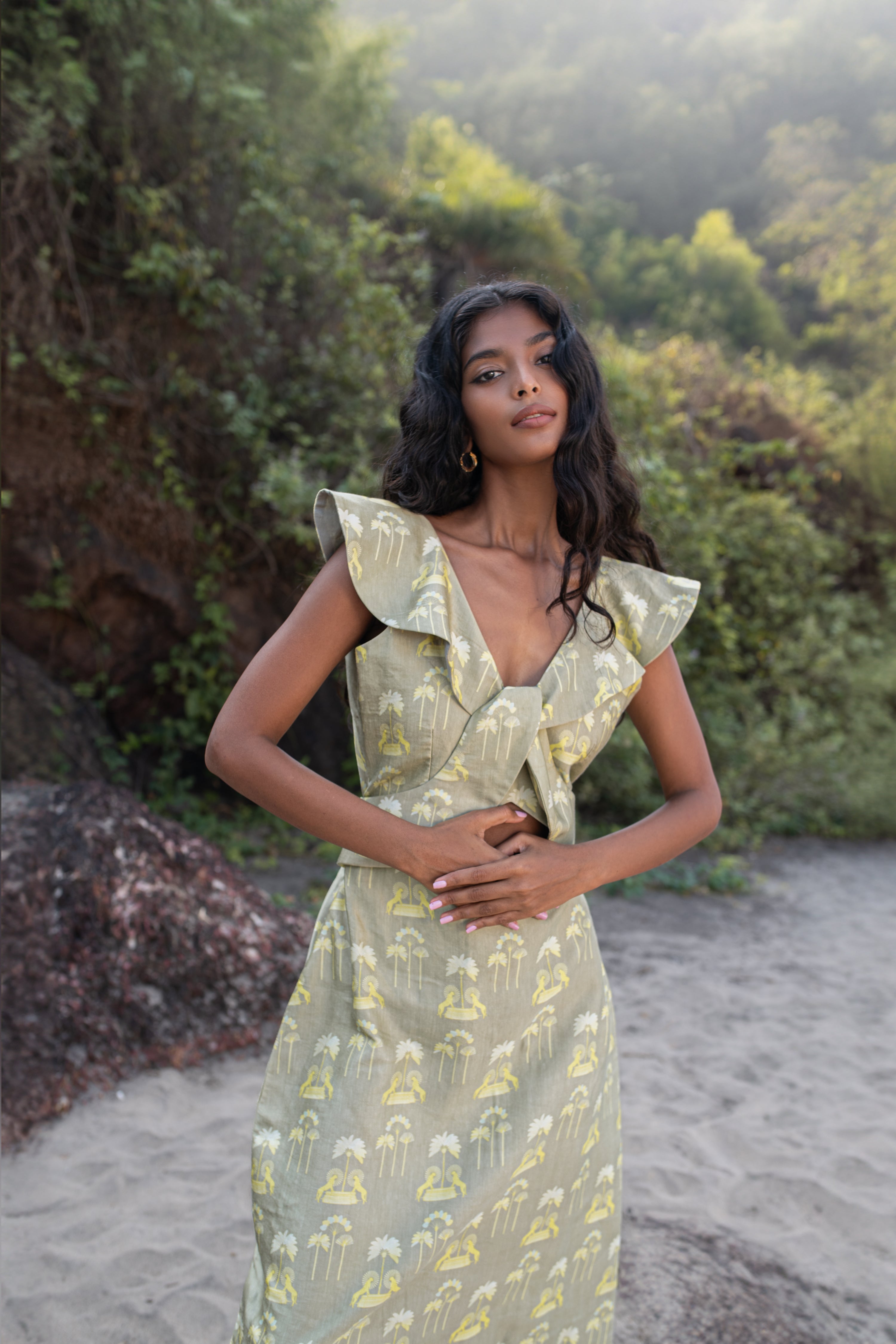 Lush - Tropical Print Dress with Twist Detailing