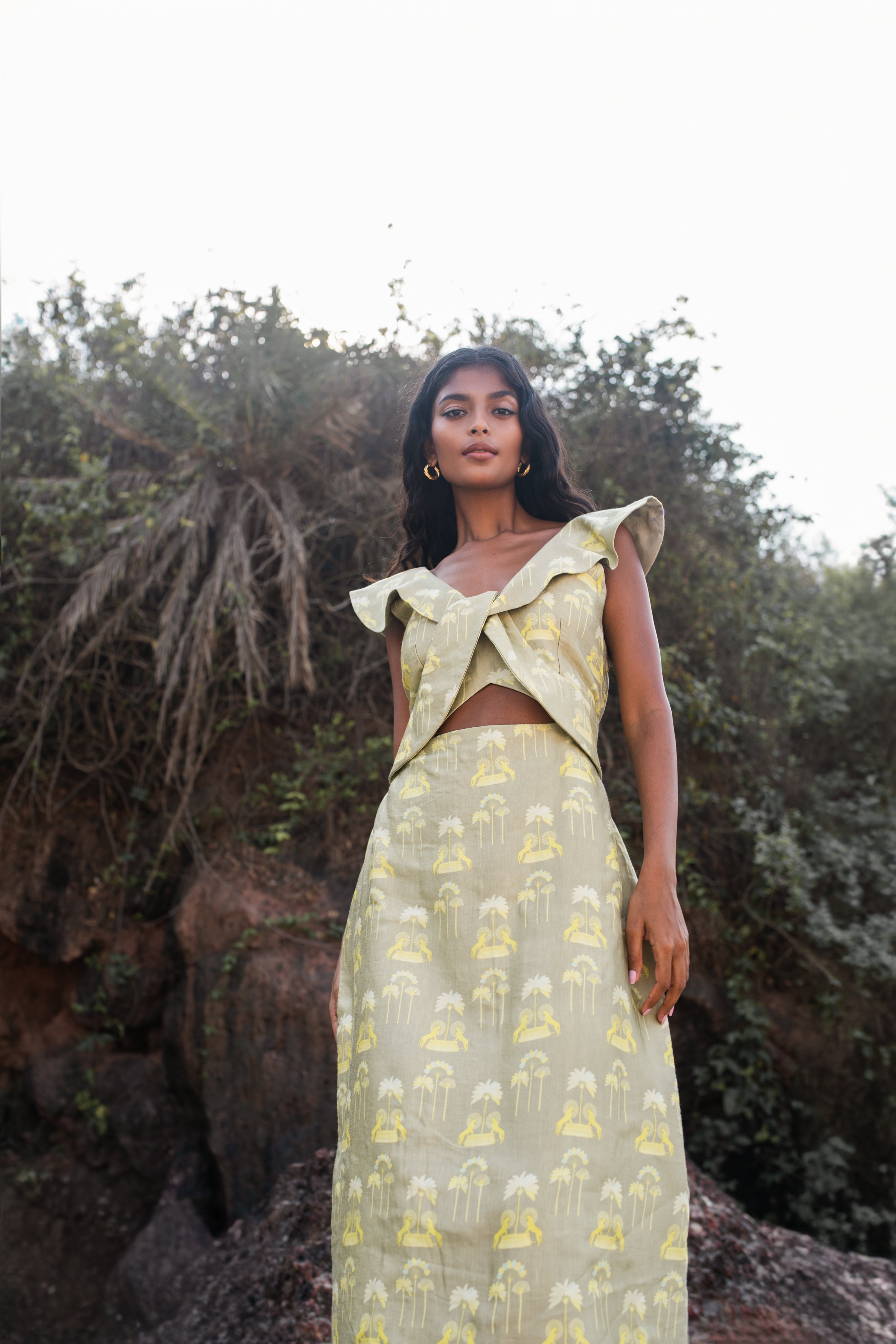 Lush - Tropical Print Dress with Twist Detailing