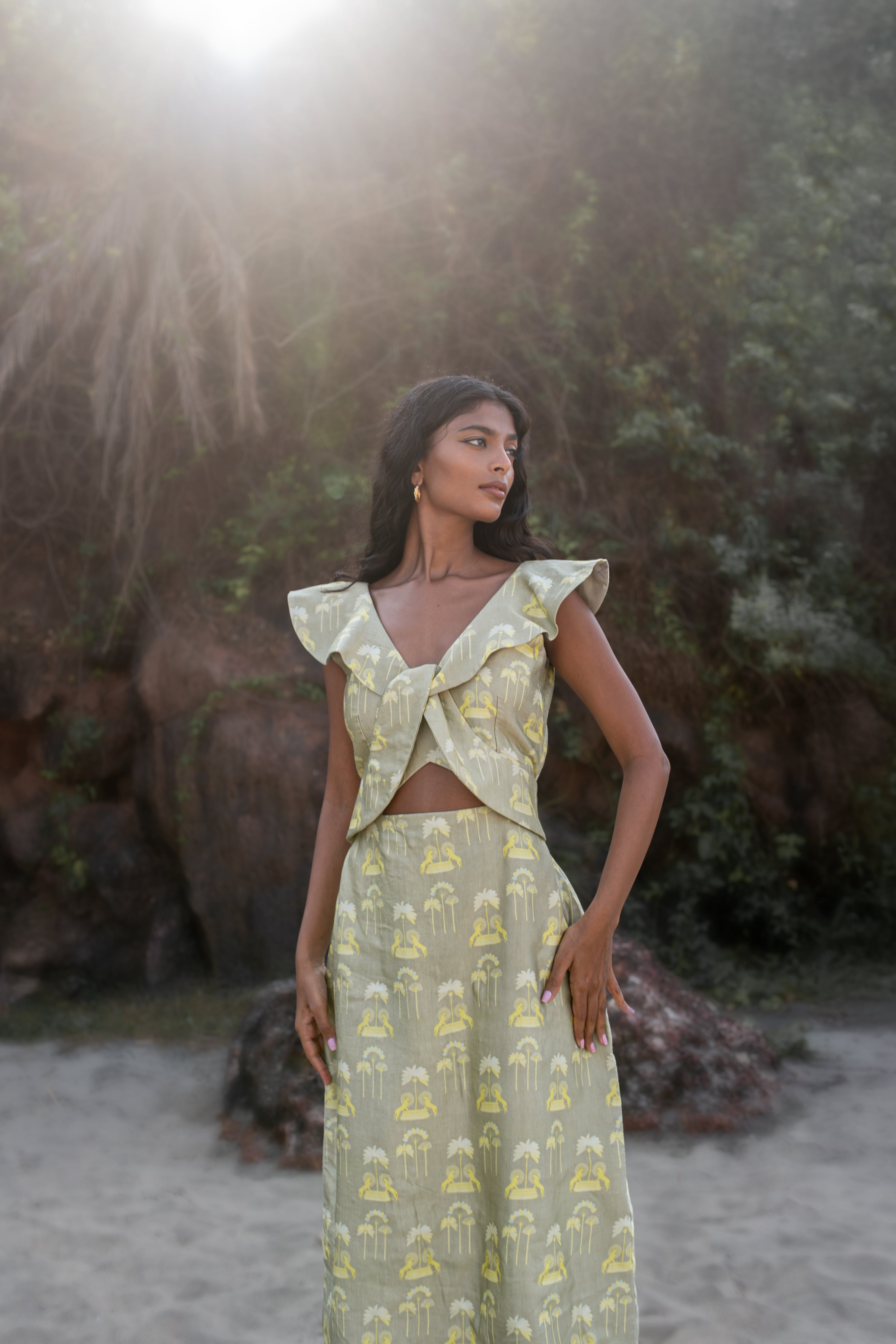 Lush - Tropical Print Dress with Twist Detailing