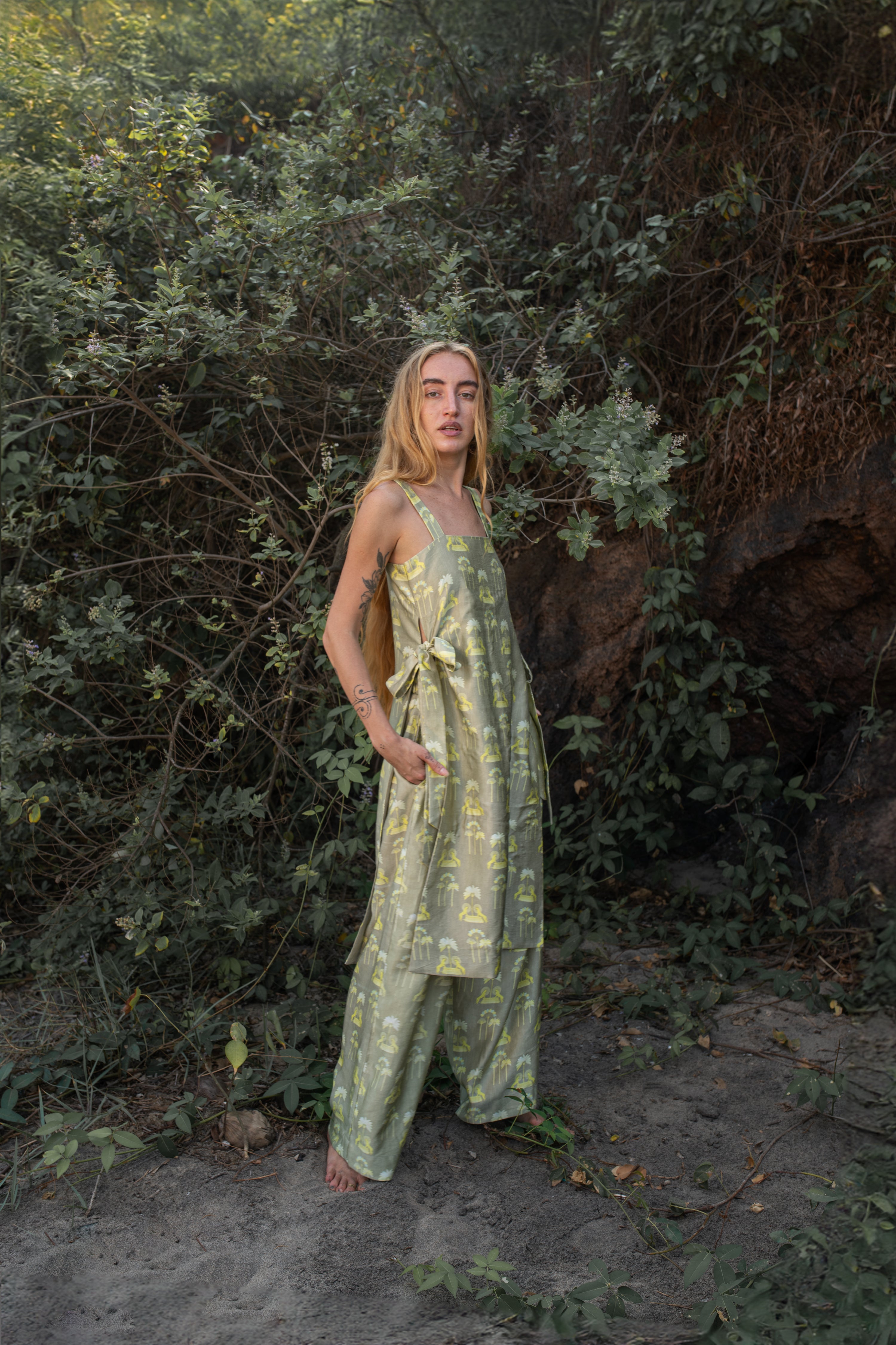 Verve - Tropical Print Tie-up Detailing Top