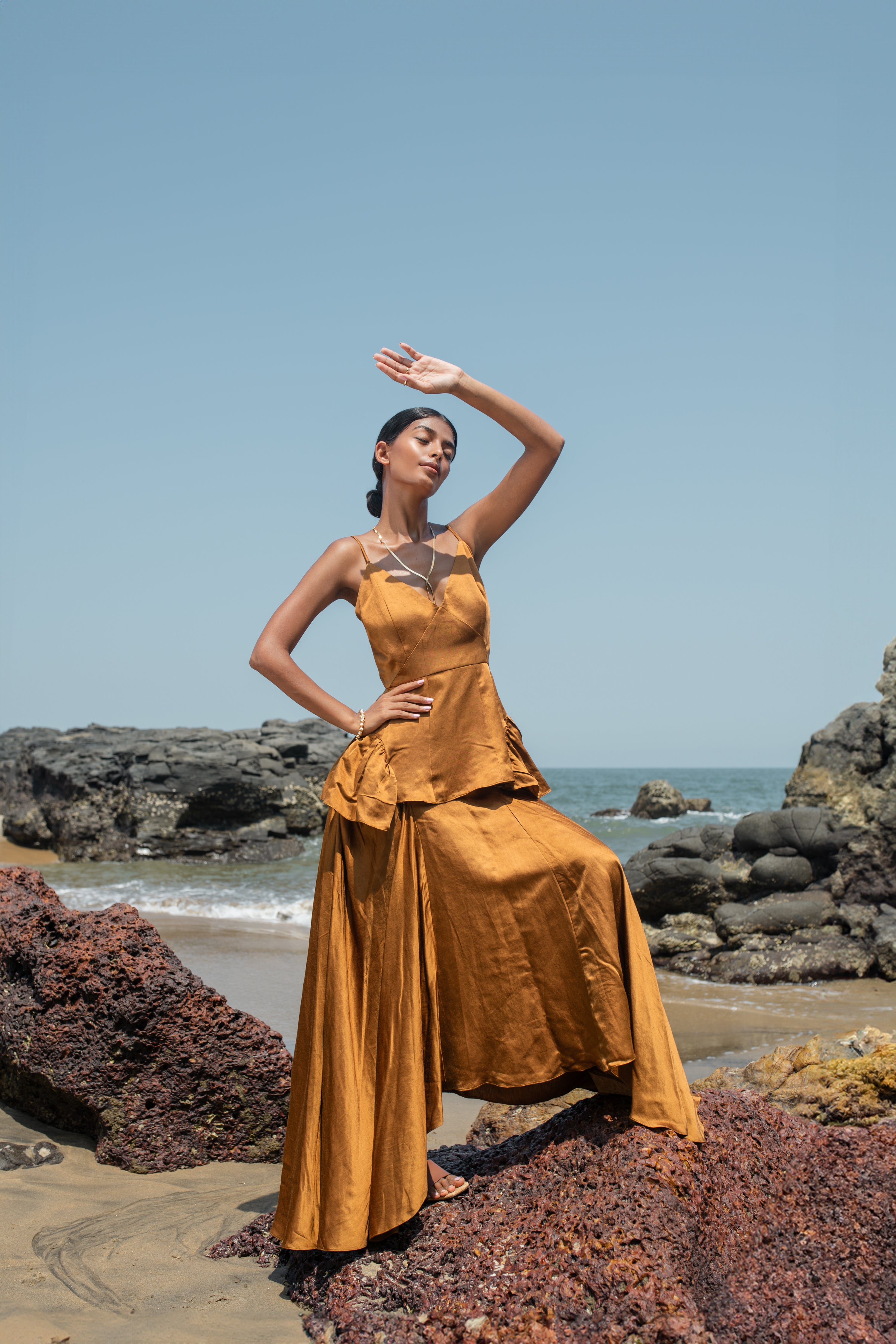 Sable Co-ord Set - Peplum Top with Mermaid Skirt