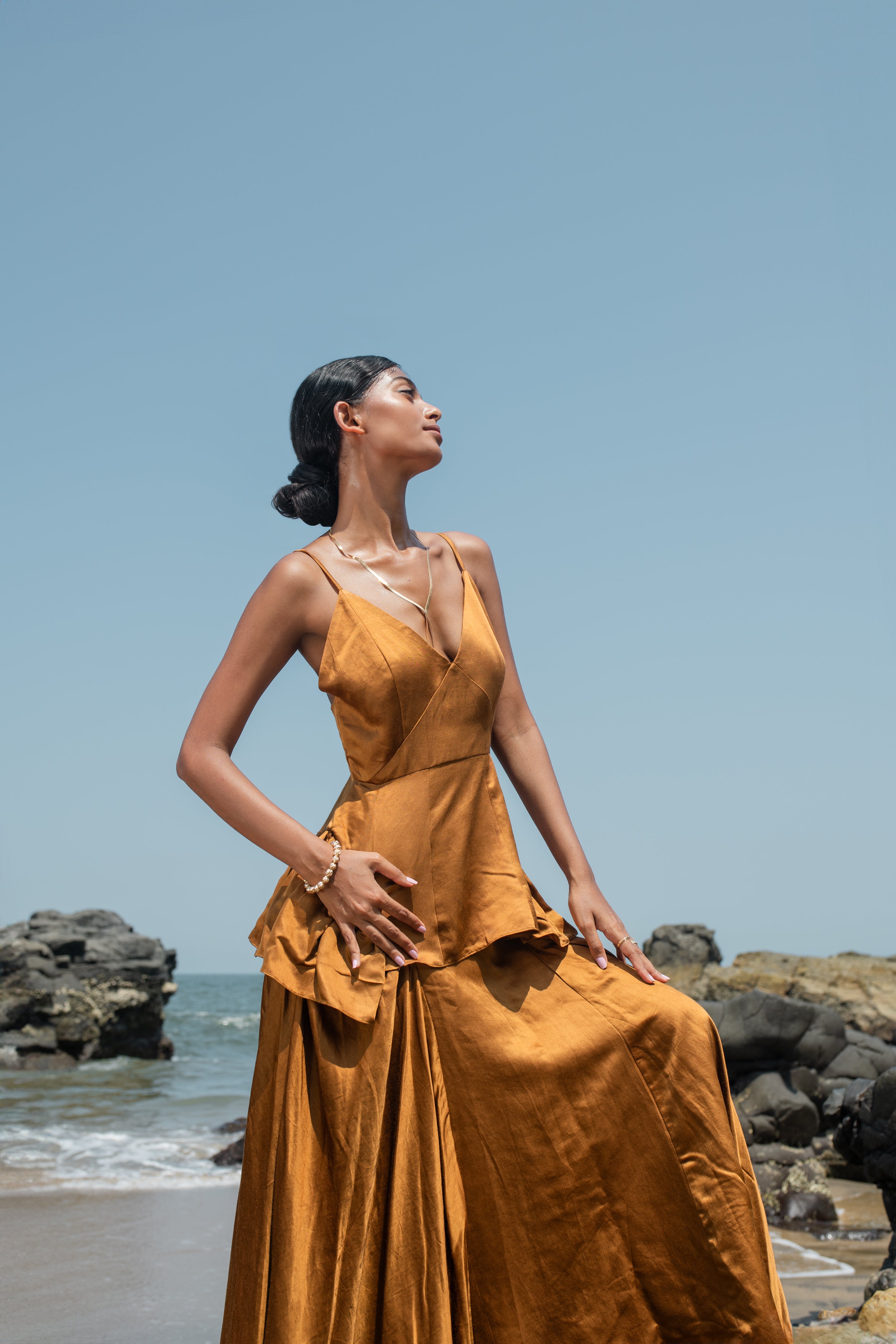 Sable Co-ord Set - Peplum Top with Mermaid Skirt