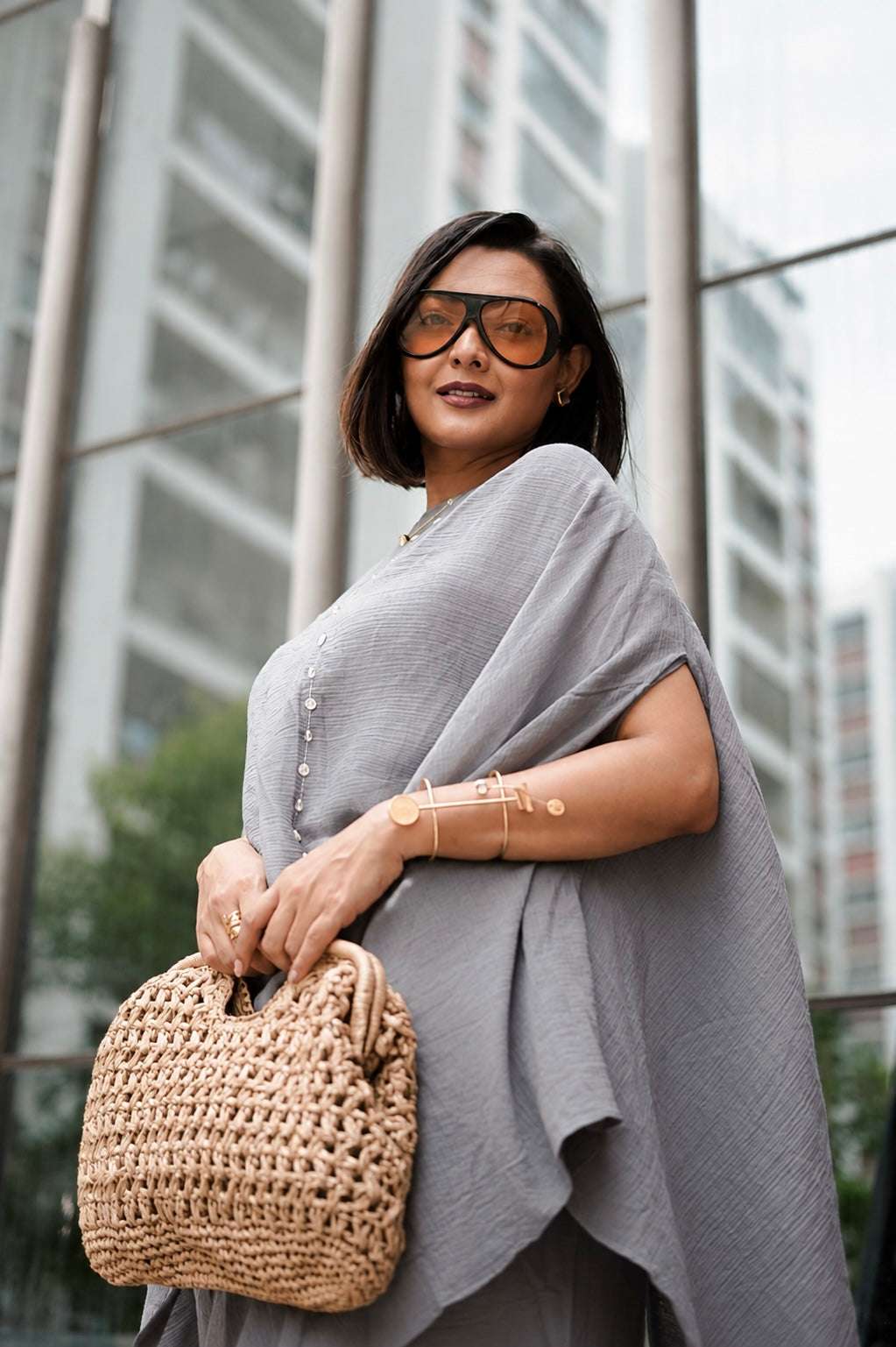 Arro Grey Top + Sol Wrap Skirt